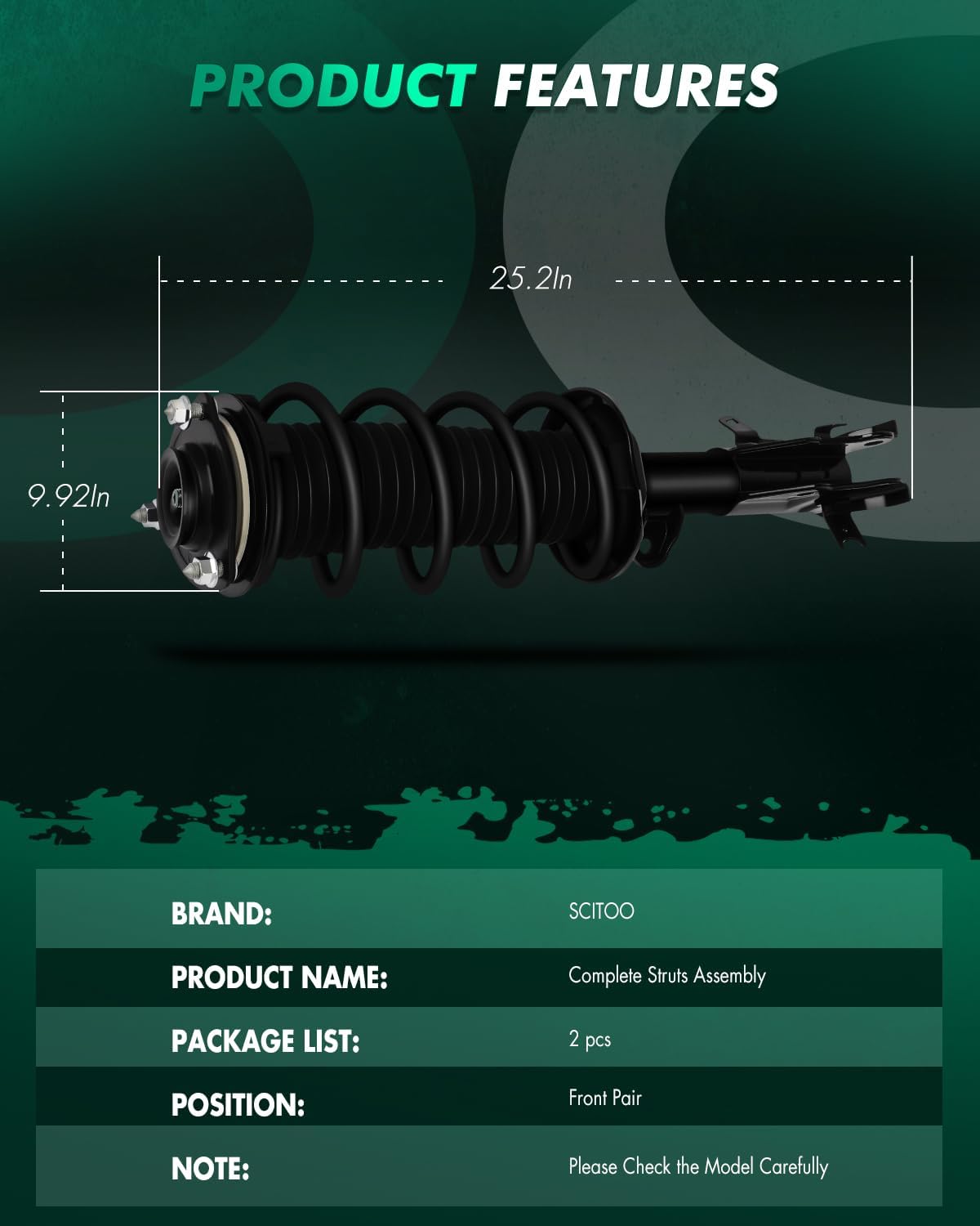 SCITOO Front Complete Struts Coil Spring Assembly Fit 2012 For Honda Civic Strut Shocks - Set of 2
