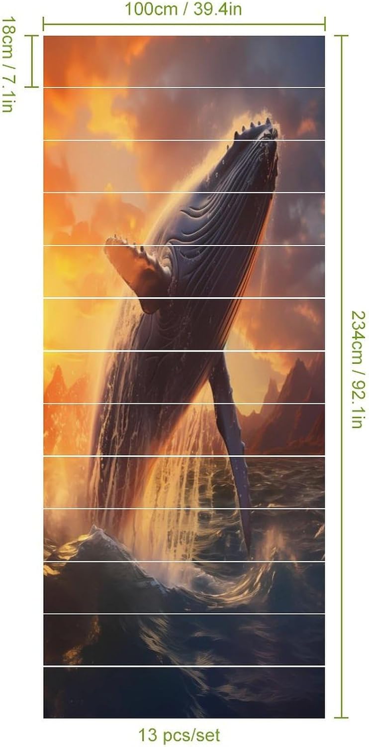 Humpback Whale Stairs Stickers Self Adhesive Stair Riser Decals Staircase Murals Wall Stickers Decor 1 Set