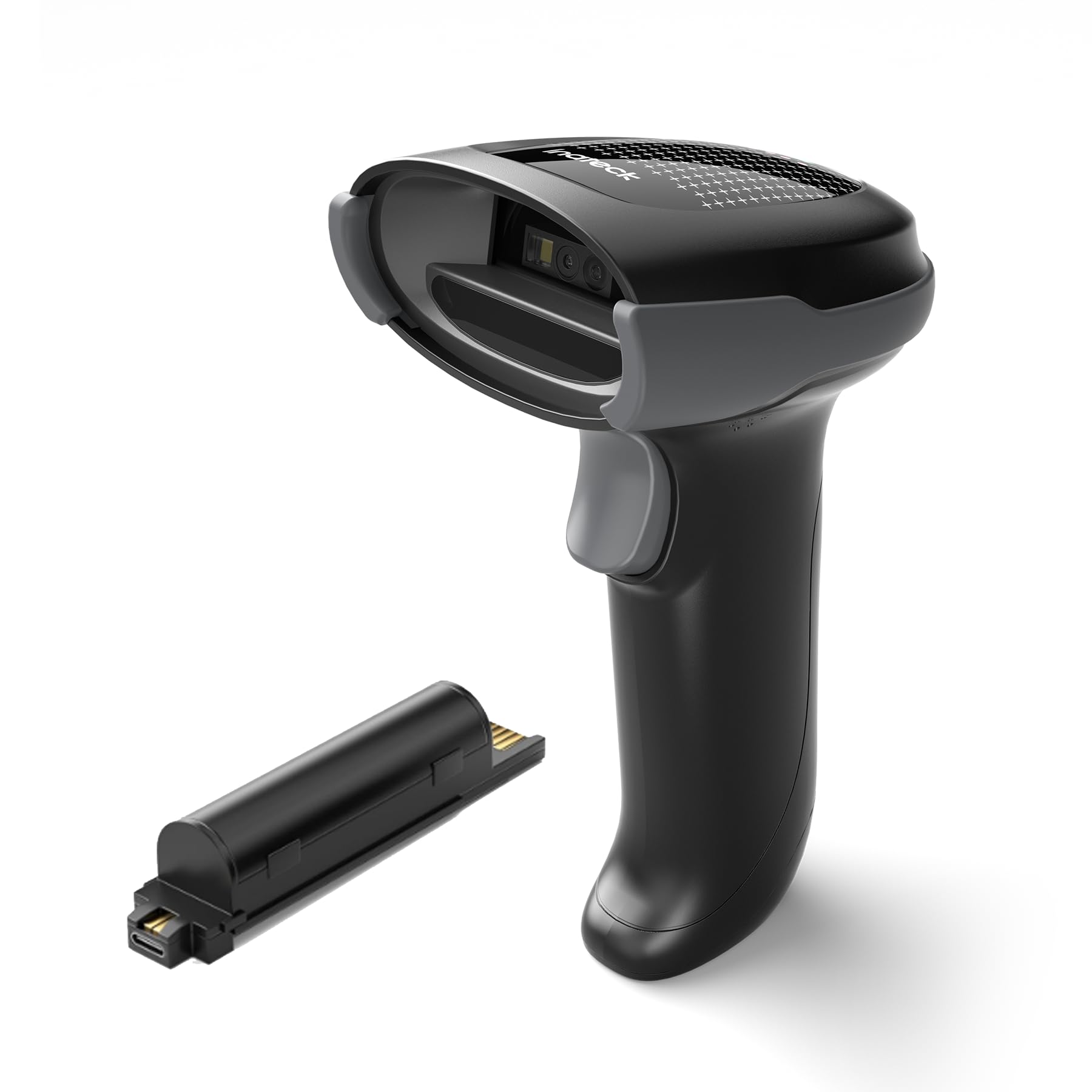 Inateck Lector de Códigos de Barras Inalámbrico 1D 2D QR PDF417, Alcachofa de Código de Barras con 2 Baterías Reemplazables de 2000 mAh, Compatible con Android e iOS, para Almacenamiento y Logística
