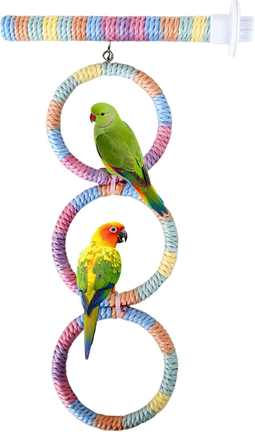 3-Ring Bird Swing Toy,Bird Swing for Cage,Hanging Bird Rope Perch Toy,for Parakeets, Lovebirds, Cockatiels, Sugar Glider Toys and Cage Accessories(GDcolor)