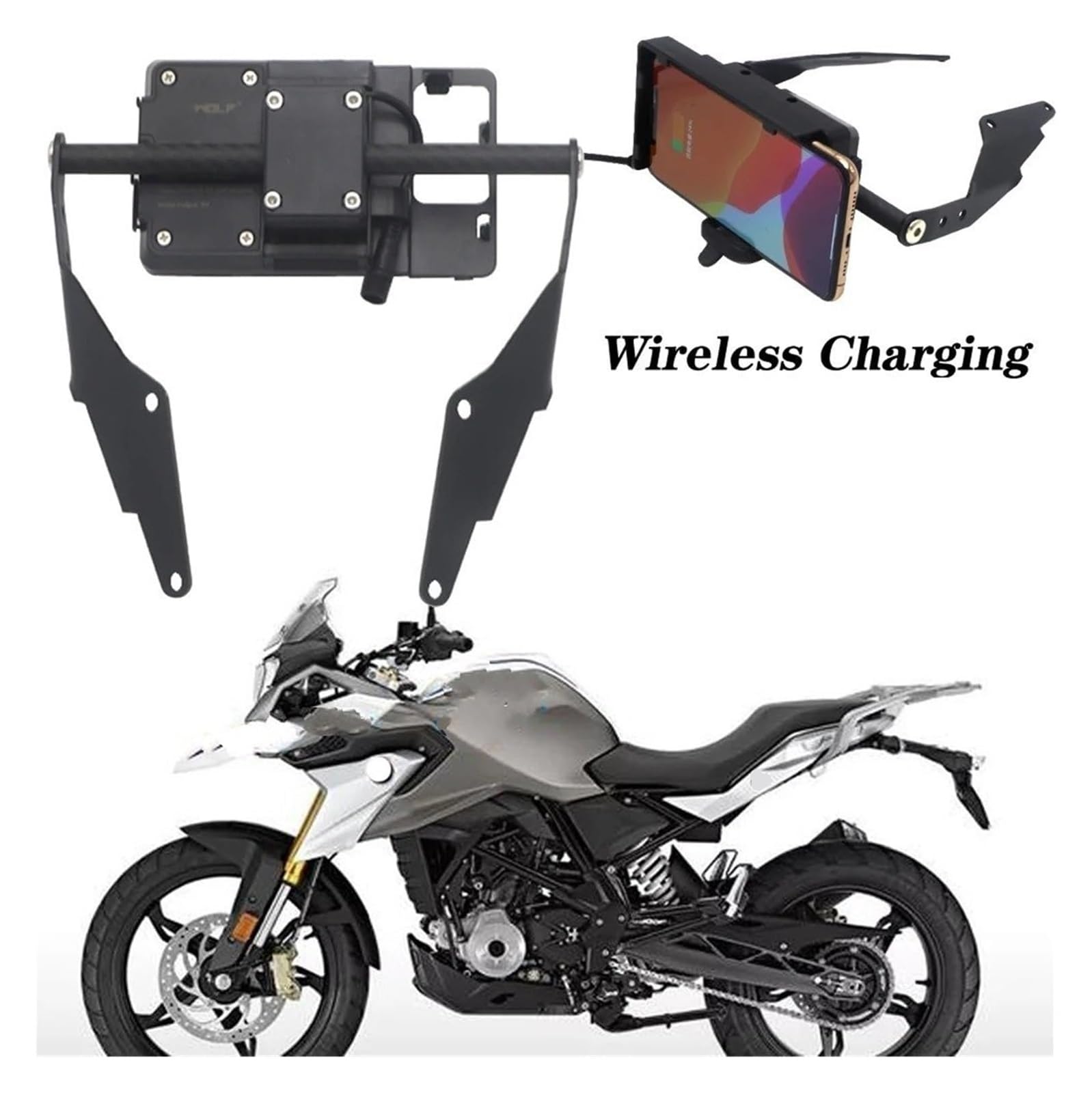 Support de Navigation pour Moto pour BMW pour G310R pour G310GS pour G 310 R GS 2017-2019 Support Téléphone, Pare-Brise, Chargement USB sans Fil De Navigation GPS(USB Charging Only)
