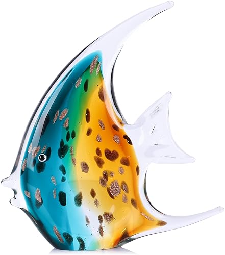 Miniatura 1 de Figuras de peces de vidrio soplado a mano, figuras artísticas de vidrio marino, pisapapeles de peces tropicales, decoración de habitación de playa