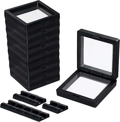 Miniatura 3 de Uceoo Marco flotante 3D negro, paquete de 10 unidades de 4.34.30.8 pulgadas360.9 x 360.9 x 65.6 ft con base para medallones, espécimen, joyería
