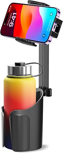 Soporte de teléfono 2 en 1 para tu automóvil, apto para botellas, soporte de teléfono celular para automóvil, altura ajustable, ajuste resistente,