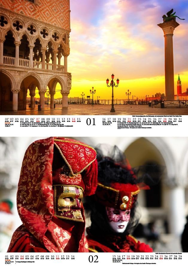 Travel Magic Venice DIN A4 Calendar for 2024 Holiday Beach Sea Italy Mediterranean Rialto Gondola Seelenzauber - Image 2