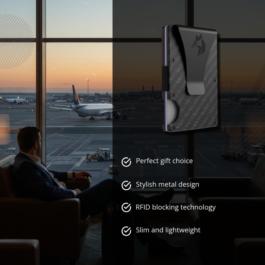 Slim RFID Blocking Wallet For Men - Light Weight, Durable & Compact- Minimalist Wallet With Money Clip (Carbon Fiber) - Image 7