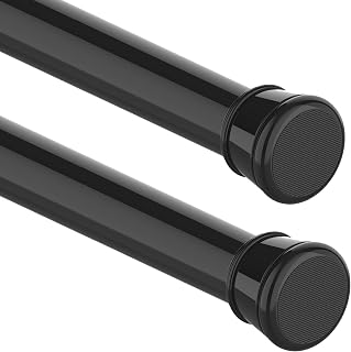 2 barras de ducha sin taladrar, barra telescópica para armario, proyectos de bricolaje, baño, 65-85 cm de diámetro, color negro (diámetro 25 mm)