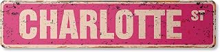 Charlotte Vintage Plastic Street Sign Childrens Name Room Sign | Indoor/Outdoor | 18" Wide