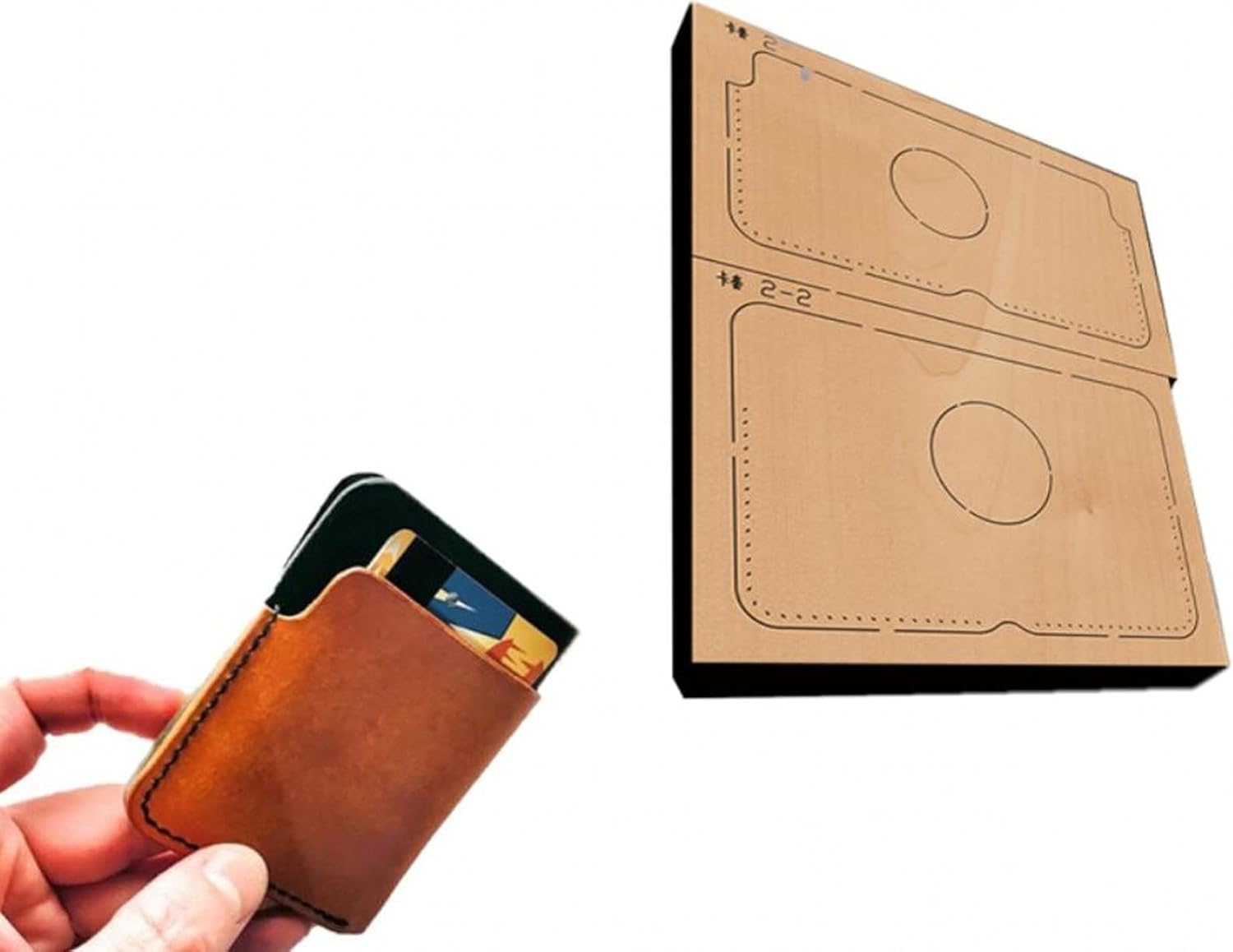 WellieSTR 1 Set DIY Leather Craft cardholder Mini Wallet die Cutting Knife Mold Metal Hollowed Punch Tool Blade 95x75mm (No Stitch Hole)