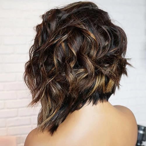 Miniatura 10 de Pelucas de cabello humano ondulado, con encaje frontal invisible de alta definición, de 13x4, color degradado con luces de nudos decolorados