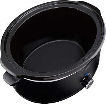 Cooks Professional Slow Cooker 6.5 Litre with Glass Lid, Cool Touch Handles, Dishwasher Safe Bowl, 2 Heat Settings & Keep Warm Function | Large One Pot Cooking Machine | Black