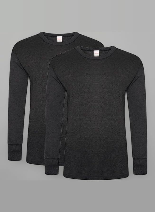 DOLCE ENVY Men's Thermal 2 Pack Long Sleeve Tops Warm Base Layer for Winter Suitable for Daily Use High Performance Full Sleeves Tops