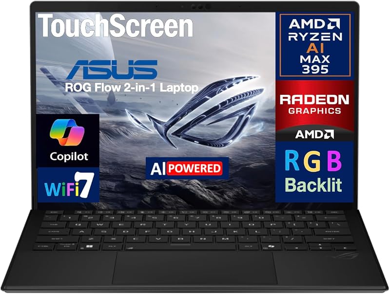 ASUS ROG Flow Creator 2-in-1 Laptop 13.4" Touchscreen LCD WQXGA Display (AMD AMD Ryzen AI MAX 395, 32GB LPDDR5X, 1TB SSD, RGB KB, WiFi 7, Webcam, Bluetooth 5.4, Win 11 Pro) (Renewed)