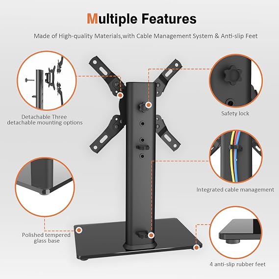 Hemudu Universal Swivel TV Stand/Base Table Top TV Stand for 13-39 inch TVs