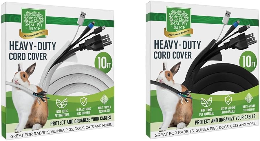Small Pet Select Heavy Duty Cord Cover - White & Heavy Duty Cord Cover - Black, 10ft Each