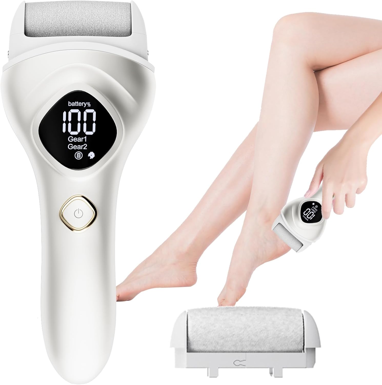 Electric Foot Callus Remover, Powerful Dual Speed, Waterproof Foot Scrubber with Long Battery Life, Electric Foot File Callus Remover for Feet, for Dry, Cracked, Callused Skin