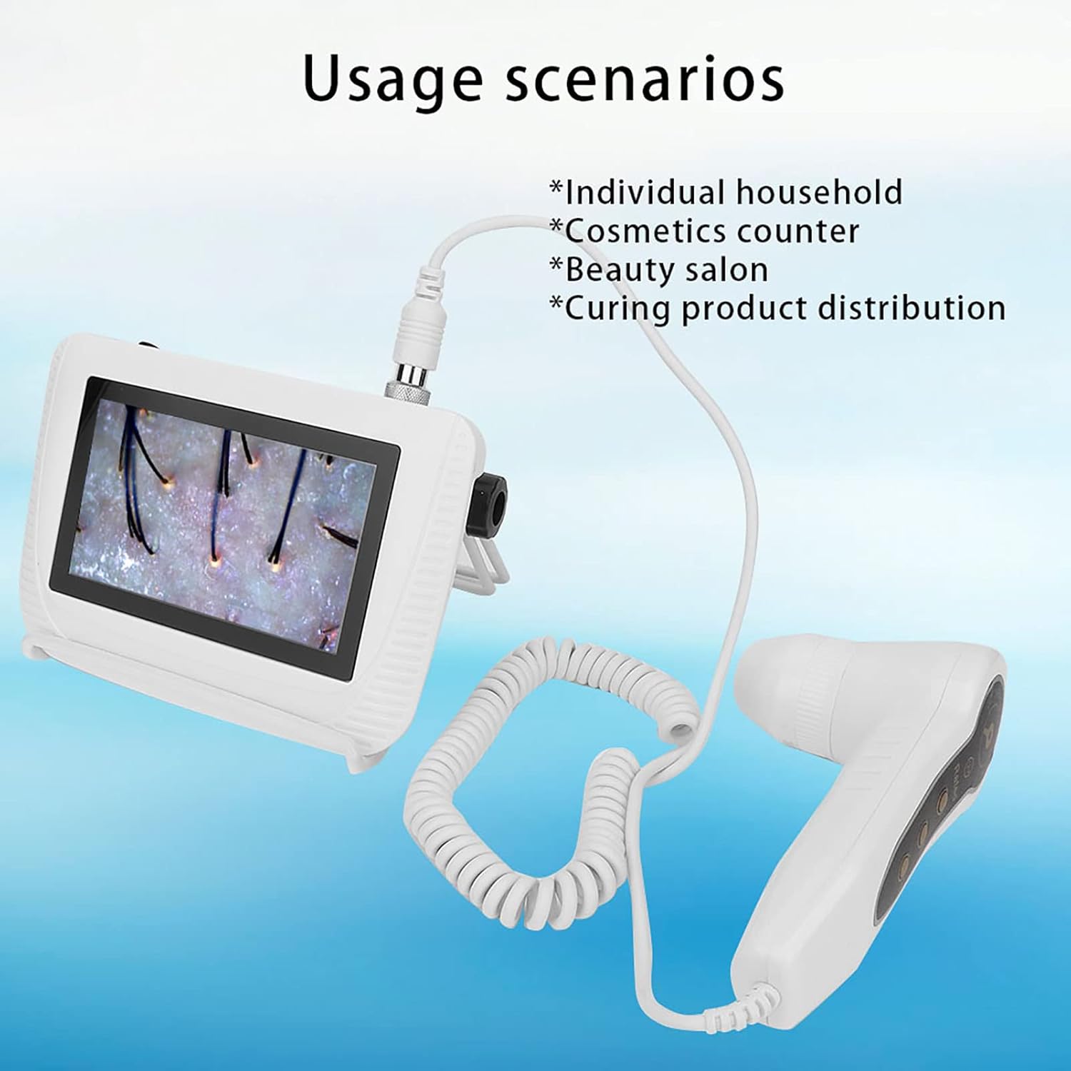 Asixxsix Skin Diagnosis Hair Analyzer, 5 Inch LCD Screen Digital Skin Detector Tester Hair Skin Analyzer Rechargeable Follicle Skin Oil Magnifying Tester