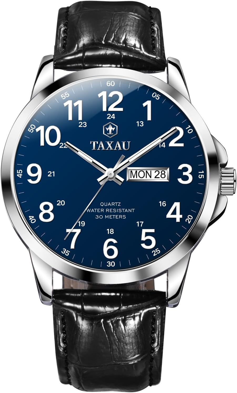 Watches for Men Leather Large Arabic Numerals Mens Watches Waterproof Band with Date Quartz Men's Wrist Watch - Image 8