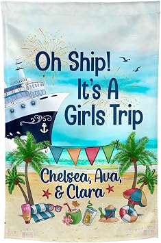 Oh Ship! Its A Girls Trip - Beach Toys - Cruise Door Decoration - PERSONALIZED - Banner - Flag - Standard or Premium Fabric - CF047