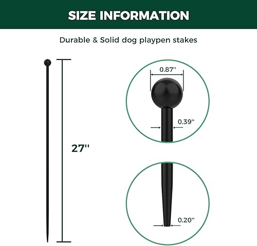 Miniatura 2 de FXW Estacas para corralito de perros de 24 pulgadas, varillas largas adicionales, poste de metal de repuesto para corralito de ejercicio para