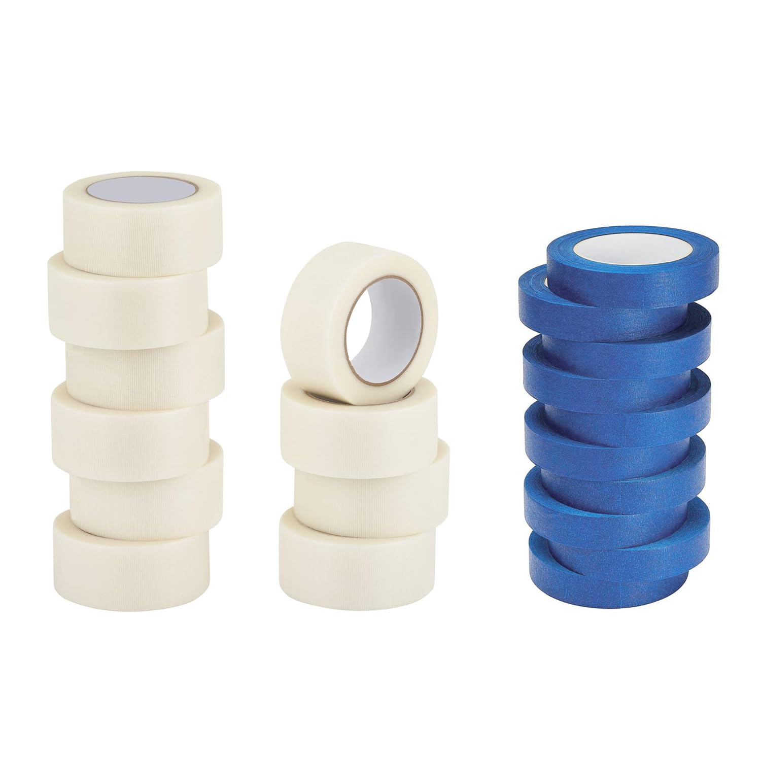 Lichamp 10-Piece Blue Painters Tape 1 inch and 10-Pack 2 inches Clear Duct Tape Heavy Duty Waterproof