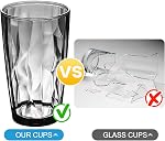 Top-spring Plastic Reusable Drinking Glasses Set of 8 | BPA-Free 16-Ounce Stackable Kitchen Plastic Water Tumblers Shatterproof Drinking Cups Grey