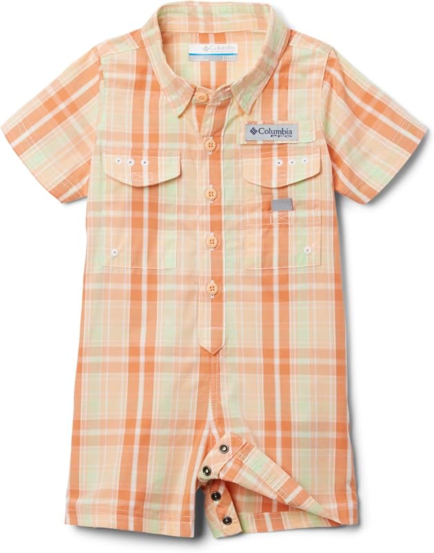 Columbia Baby Bonehead Romper, Peach Fizz Bonehead Multicheck, 18/24
