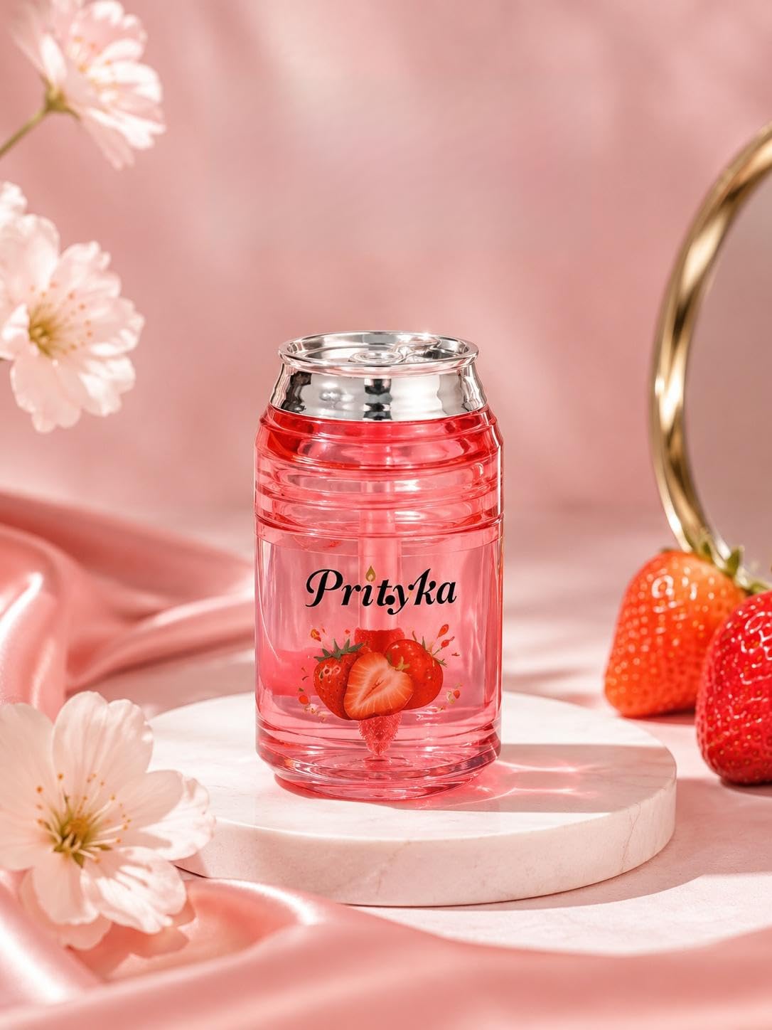 Viral Korean Strawberry Soda Can Lip Glow Oil (Pack of 1) | Hydrating Tinted Glass Shine Lip Gloss | Aesthetic Juicy Plumping Clear Lip Balm Moisturizer and Care Tint for Girls and Women-image-6