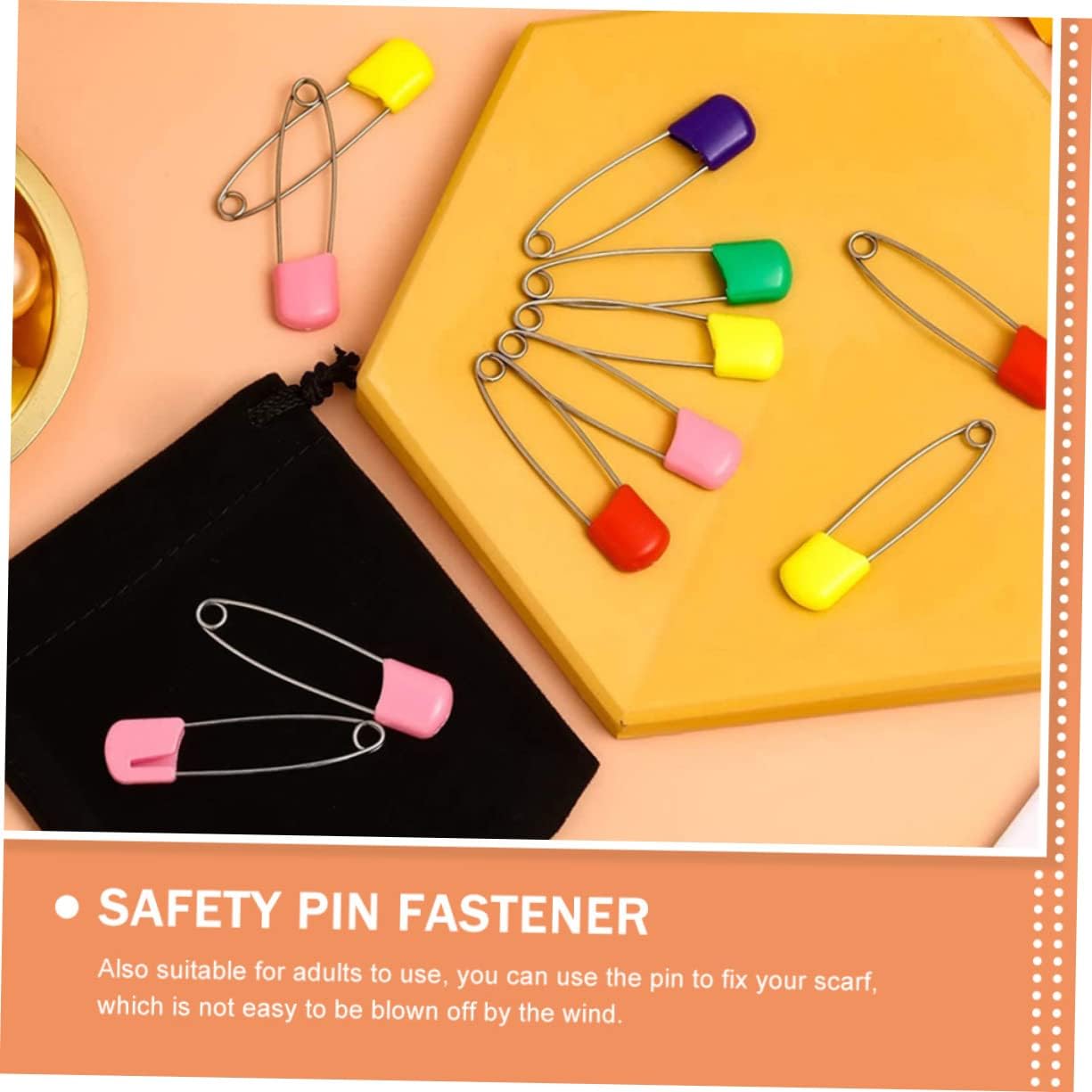 100pcs Safety Diaper Pins Large Safety Pins for Adults Plastic Head Comfortable Fit Easy to Use