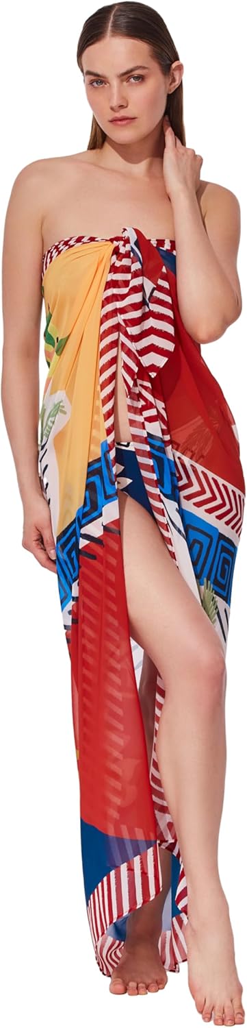 Gottex Positano Pareo Cover-Up - Versatile wrap Styling, Perfect as a Sarong, Skirt, or Shoulder Cover, One Size