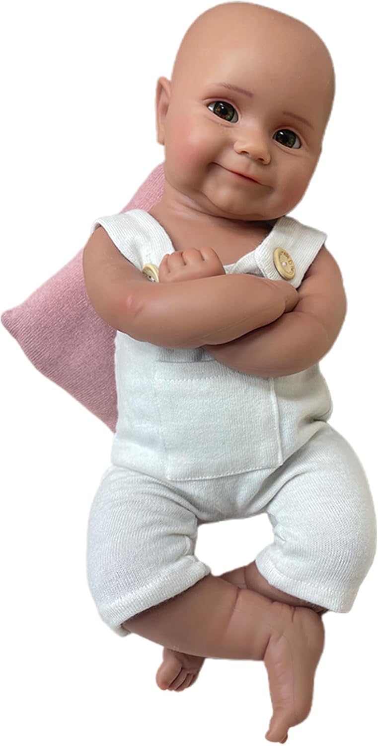 20" Realistic Full Silicone Reborn Baby Doll Figures 50CM African Newborn Girl Fake Baby Washable Xmas Gift Tan