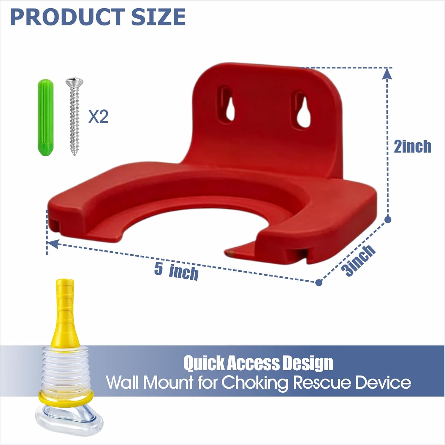 Wall Mount Holder Compatible with Choking Relief Device, Storage Bracket with Mask Holder, Quick Access Wall Organizer, Space-Saving Design, Easy Installation, Device Not Included