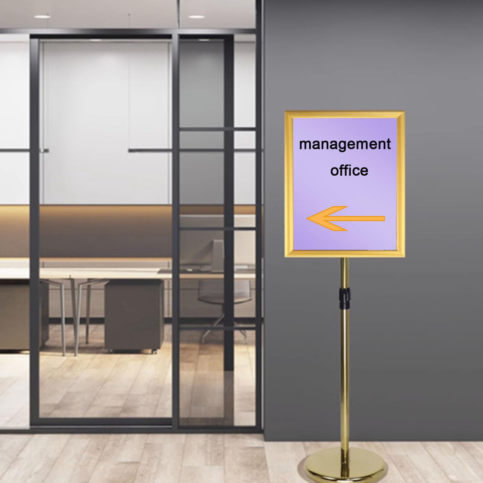 Soporte para Carteles publicitarios Ajustable para Salas de exposición, restaurantes, librerías. Base rellenable con Agua. Exhibición Exterior Horizontal y Vertical retráctil. 24,18 Pulgadas