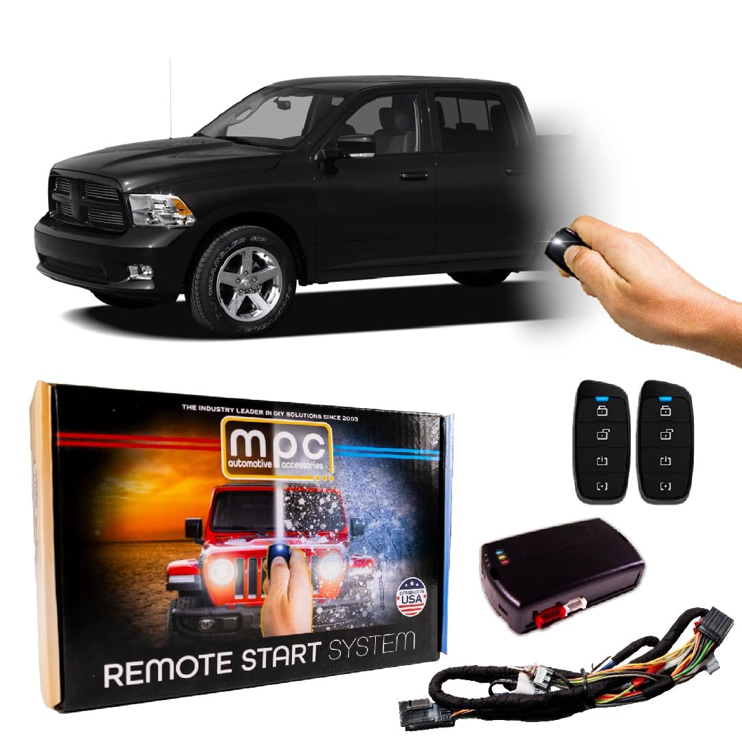MPC 4-Button 2-Way Remote Start Compatible with 2011-2012 Dodge Ram 1500 - Gas/Diesel - Plug & Play - (2) Extended Range 4-Button 2-Way Extended Range Remotes