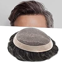Vista 15 de LYRICAL HAIR Toupee - Sistema de cabello de repuesto para hombre, monofilamento para hombre, postizo duradero con revestimiento de poliéster NPU