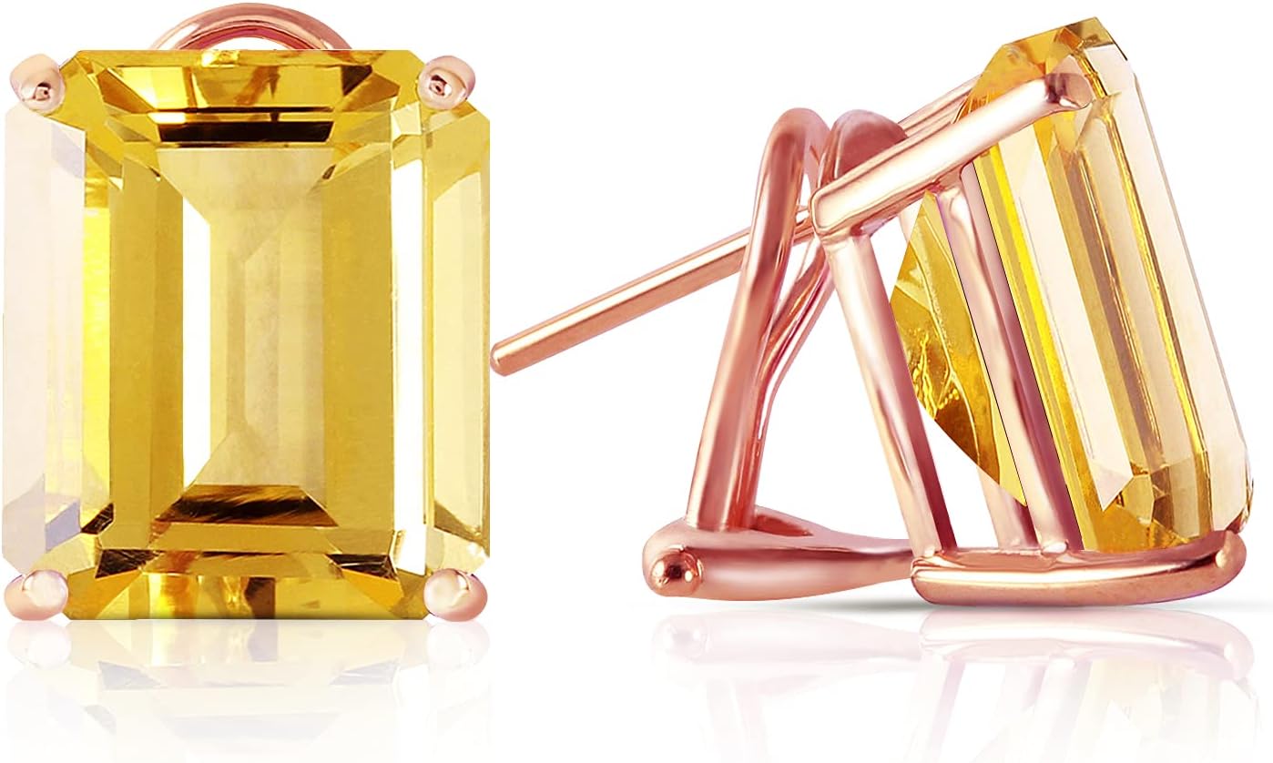13 CTW 14k Solid Rose Gold Citrine French Clip Earrings