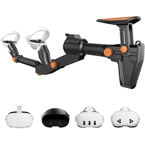 VR Gunstock for Meta Quest 2 Quest 3 Quest 3S Quest Pro – Adjustable FPS Gaming Controller Accessories with Quick Magnetic Attachment Cheek Pad for Immersive VR Gameplay (Black)