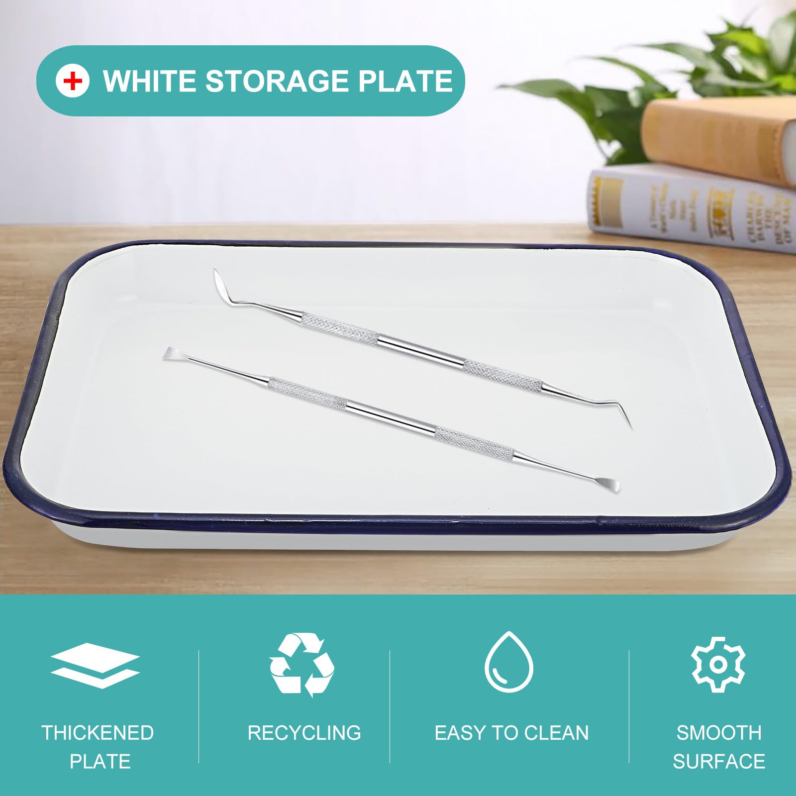 MAGICLULU Vassoio Quadrato Smaltato Bianco Sterilizzato da Laboratorio 30x40 Cm, Piastra Portaoggetti Resistente per Strumenti e Materiali di Consumo, Vassoio Sperimentale Pratico e Facile
