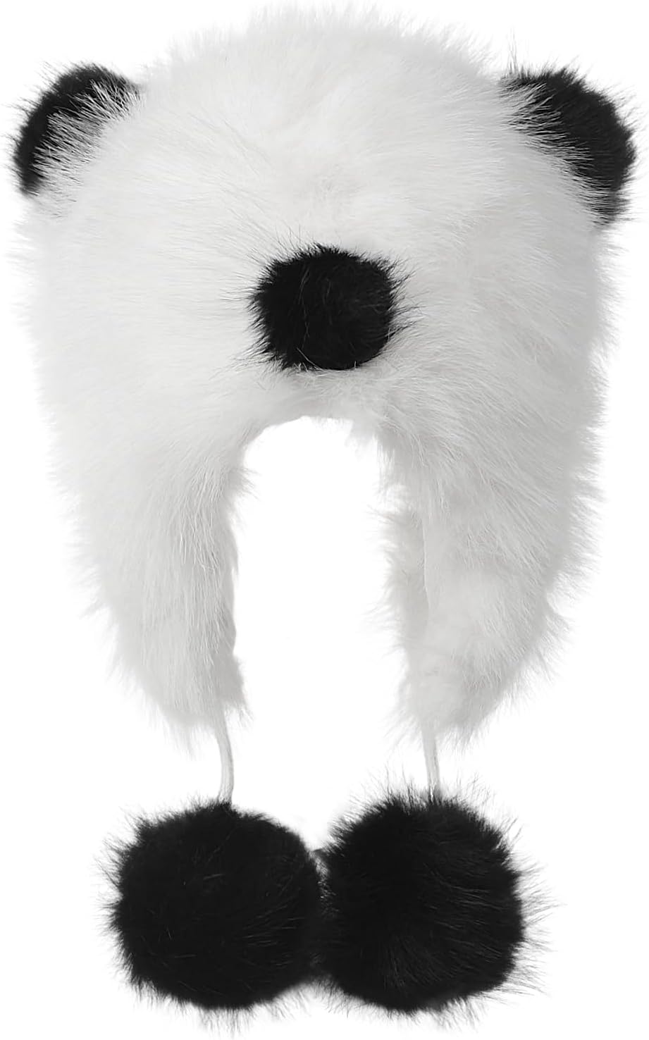 Kids Panda Winter Trapper Hat Cute Furry Plush Animal Panda Ear Flaps Hat with Pom-pom Balls Warm Boys Girls Cold Weather Cap