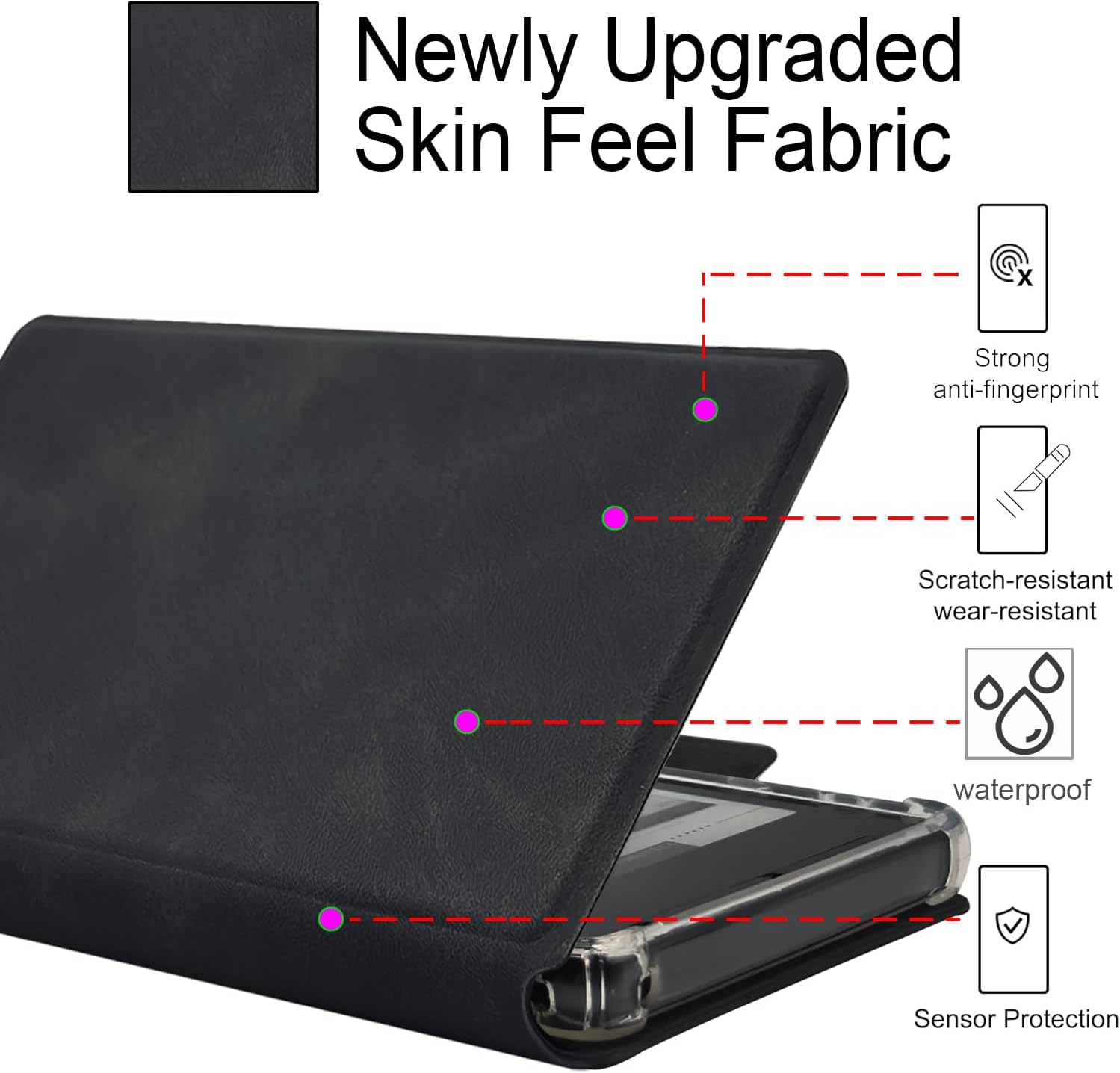 Case for 3.7'' XTEINK X3 E-Book (Black) | 2in1 Magnetic Detachable Folio Cover, Ultra-Thin Lightweight, PU Leather & TPU Transparent Shell, Magnetic Closure Buckle