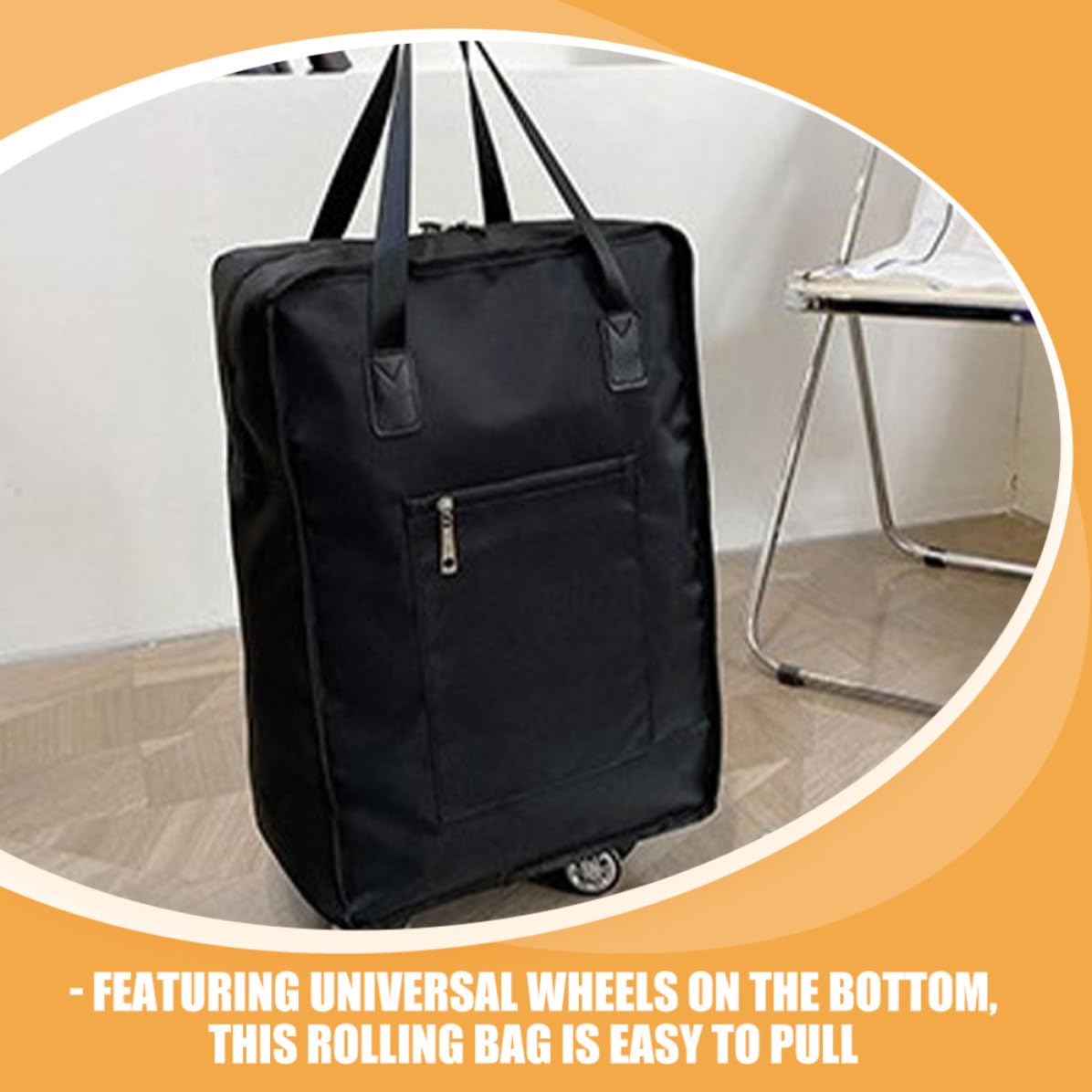 POPETPOP Maleta de Viaje Plegable de Gran Capacidad Diseño Compacto y Ruedas Aplicables, Bolsa de Almacenaje de Ropa Portátil de Tela Oxford para Fin de Semana