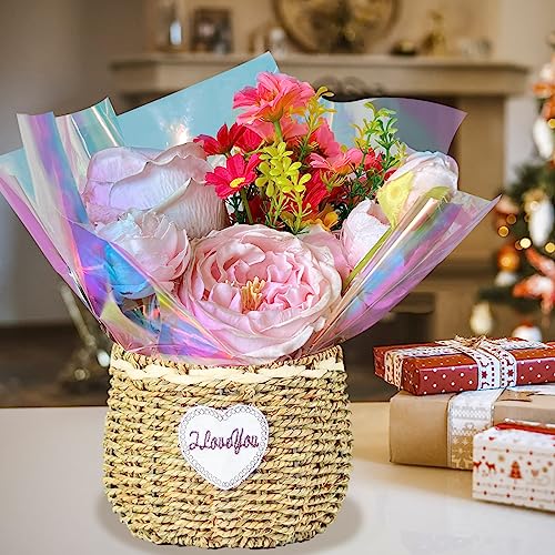 86CM x 15M Cellophanfolie Rolle, Irisierende Cellophan Transparent Geschenkfolie Regenbogen Zellophan Schillernd Verpackungsfolie Rolle Für Hochzeit, Blume, Geschenk Baskt, Leckereien, Weihnachten