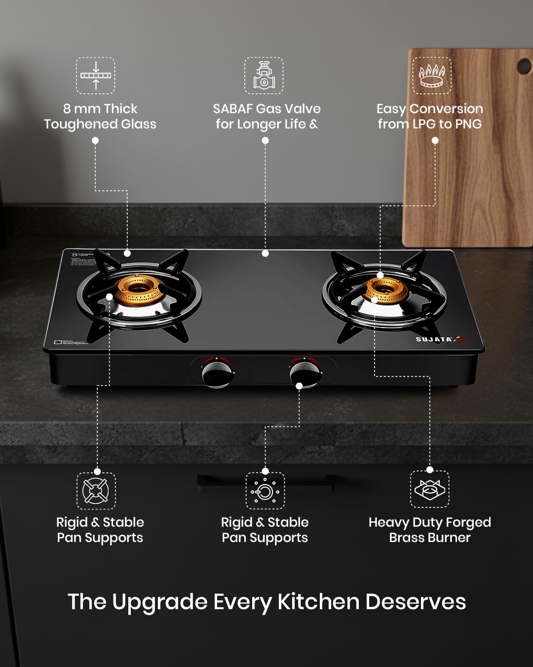 Key Features & Benefits of Sujata Standard 2 Burner Gas Stove