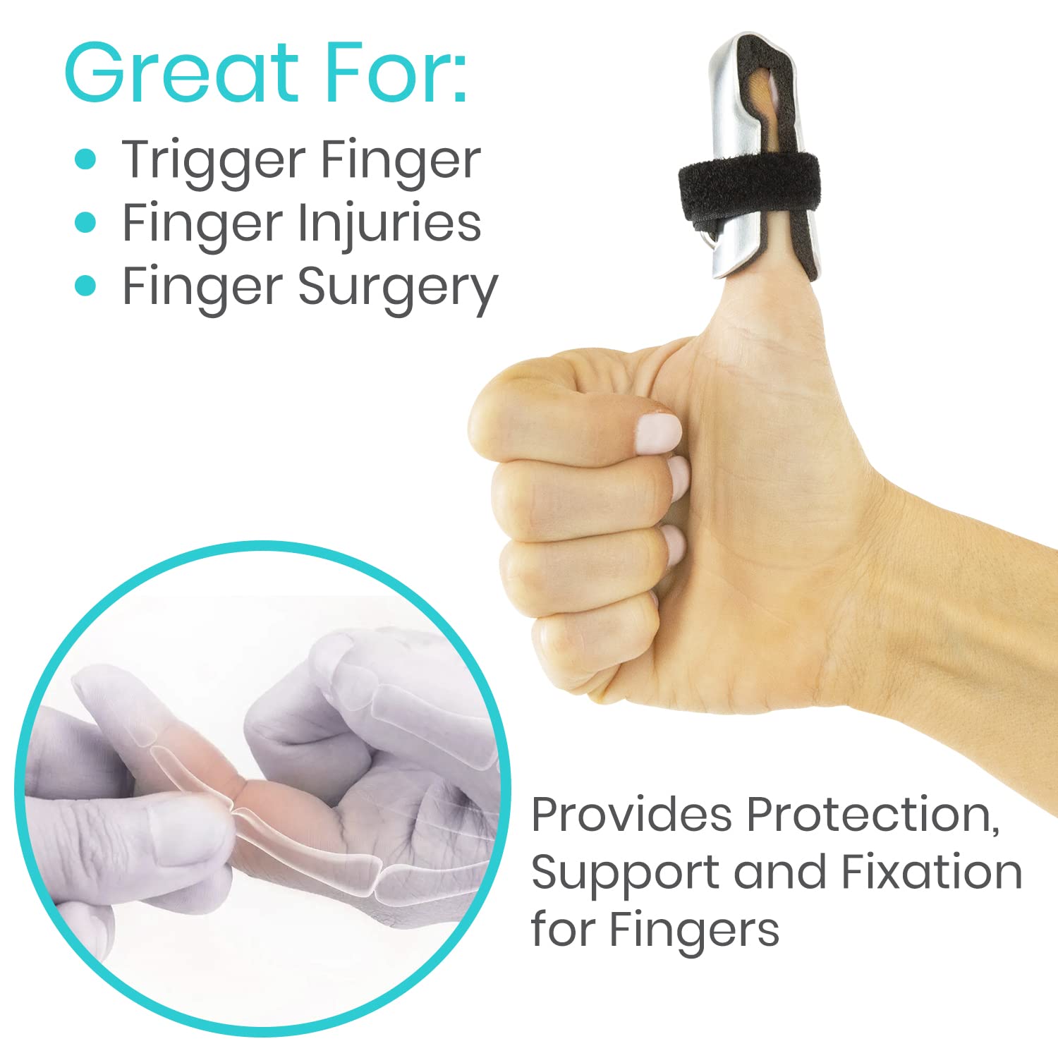 Vive Finger Splints - Mallet Brace For Trigger, Middle, Pinky, Ring, Dislocated Thumb Support - Metal Aluminum Immobilizer with Foam (3 Count (Pack of 1)) image 3 of 9 B07W5K3LFX