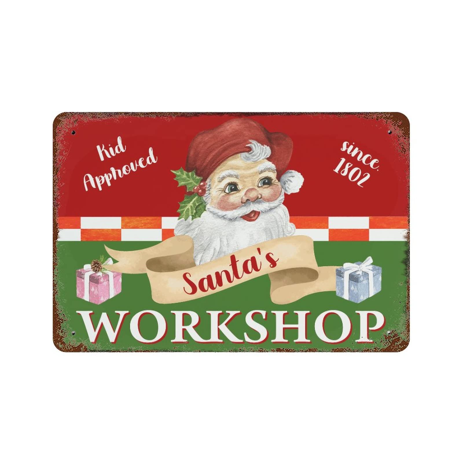 Pancarte en métal de Noël Santa's Workshop pour raviver la magie des fêtes en famille