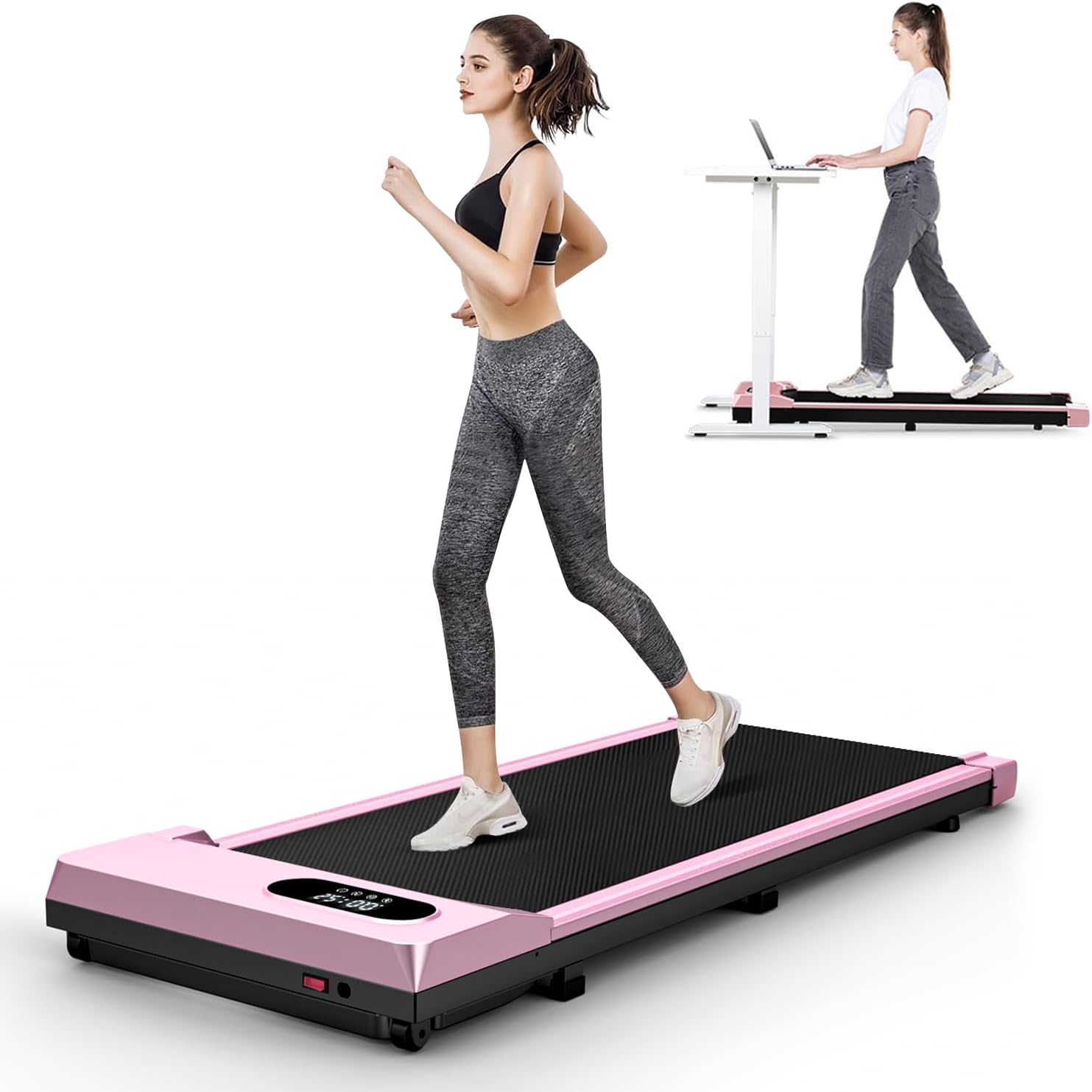 HomeFitnessCode Walking Pad Treadmill with Incline, 5% Incline & 5MPH Under Desk Portable Treadmill for Home Office, Compact & Small, Ultra Quiet with 300+ Lb Capacity