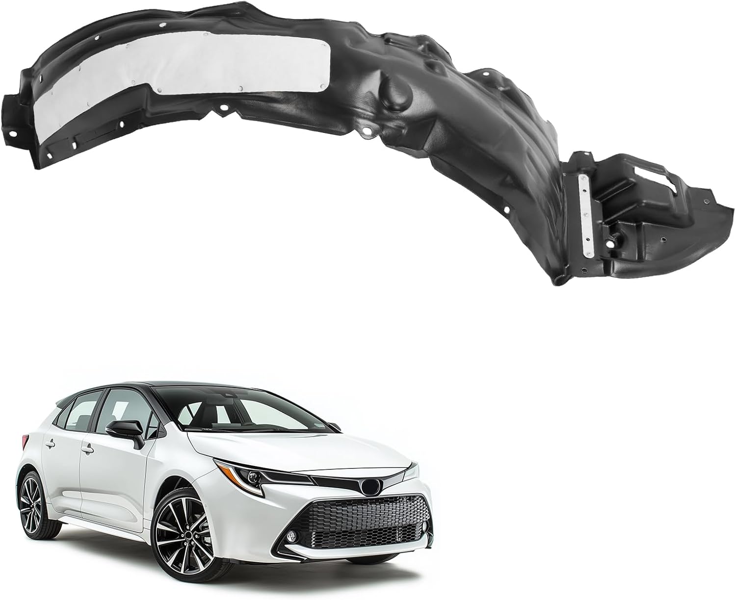 Front Fender Liner Inner Panel Compatible with 2017-2019 Toyota Corolla, With Insulation Foam Replace for 5387502610 TO1249210 Wheel Liner Splash Shields Guard Passenger Side