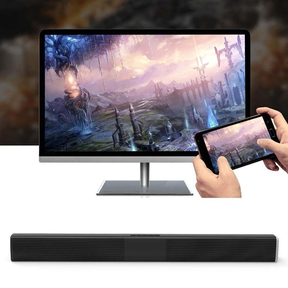 Barra De Sonido para El Hogar, Recargable Inalámbrico Bluetooth TV Home Theater Radio FM Altavoz Estéreo para TV con Subwoofer Incorporado Y Entrada Óptica HDMI ARC, USB, RCA +