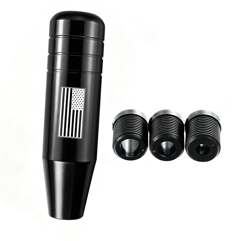Manopla de Câmbio em Metal com Peso e Design de Caveira Fiknonk, 13 cm, para Transmissão Manual, Preta Black #D com Adaptadores