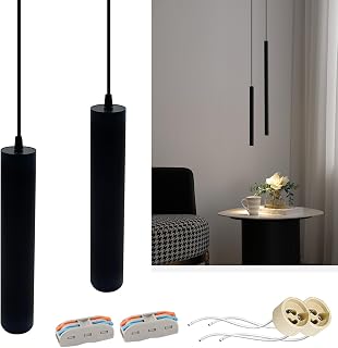 2er Pendelleuchte GU10 Zylinder Hängelampe Schwarz Aluminium 30cm